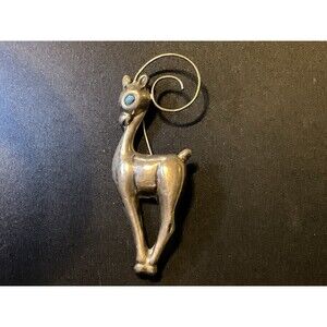4in Tall Mexico Silver Deer W/ Turquoise Eye 14grams Vintage